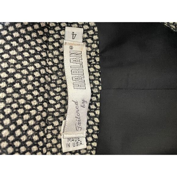 vintage TAILORED BY HARLAN usa black white textured 100% wool mock blazer - Picture 10 of 11